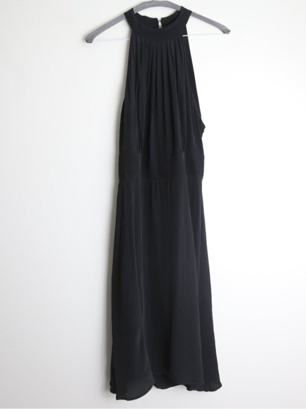 Zara Black Front Pleated Halter Neck Open Back Sleeveless Dress Size Medium